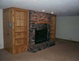 Lower level family. 
Wood burning fire place